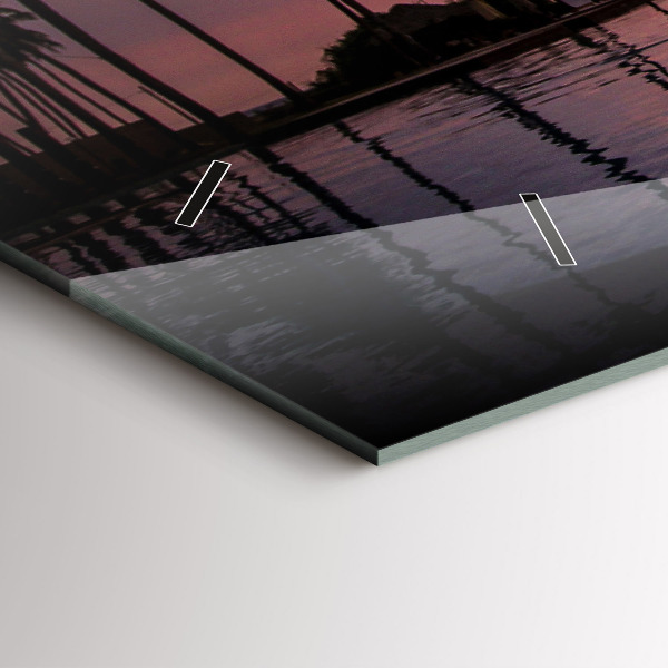 Ceas orizontale de perete din sticlă Palmieri din Hawaii