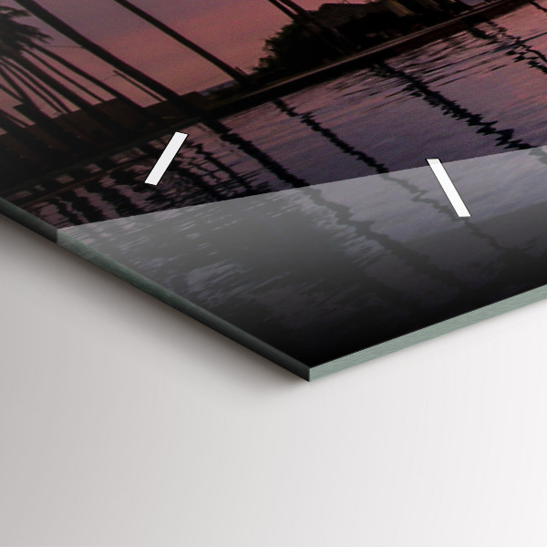 Ceas orizontale de perete din sticlă Palmieri din Hawaii