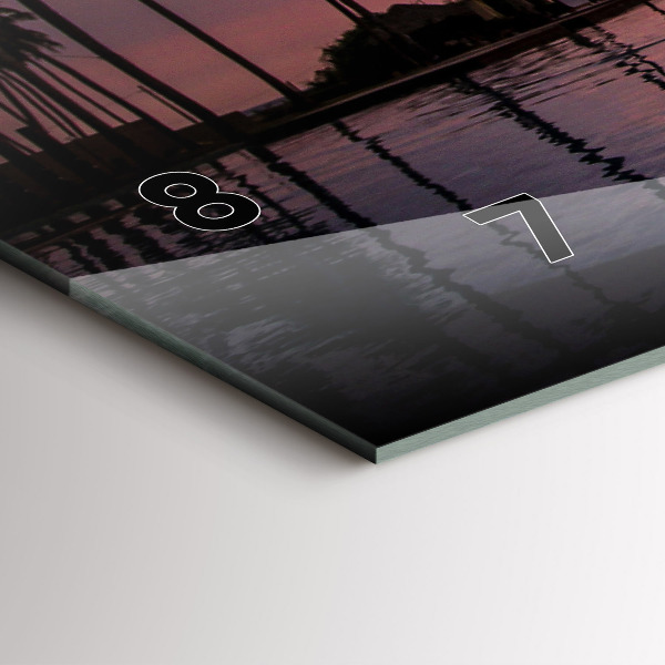 Ceas orizontale de perete din sticlă Palmieri din Hawaii