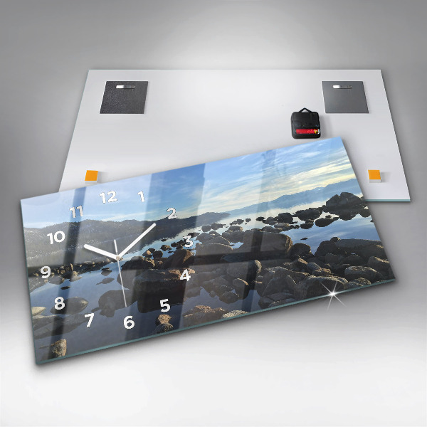 Ceas orizontale de perete din sticlă Vedere la mare