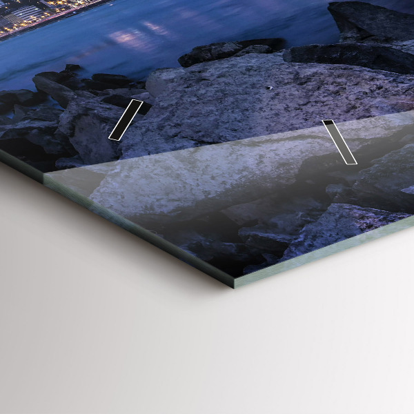 Ceas orizontale de perete din sticlă Mal stâncos sub pod