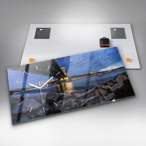 Ceas orizontale de perete din sticlă Mal stâncos sub pod