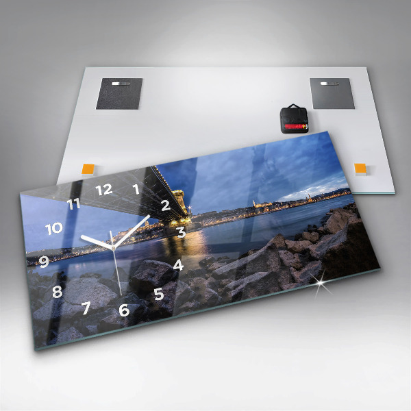 Ceas orizontale de perete din sticlă Mal stâncos sub pod