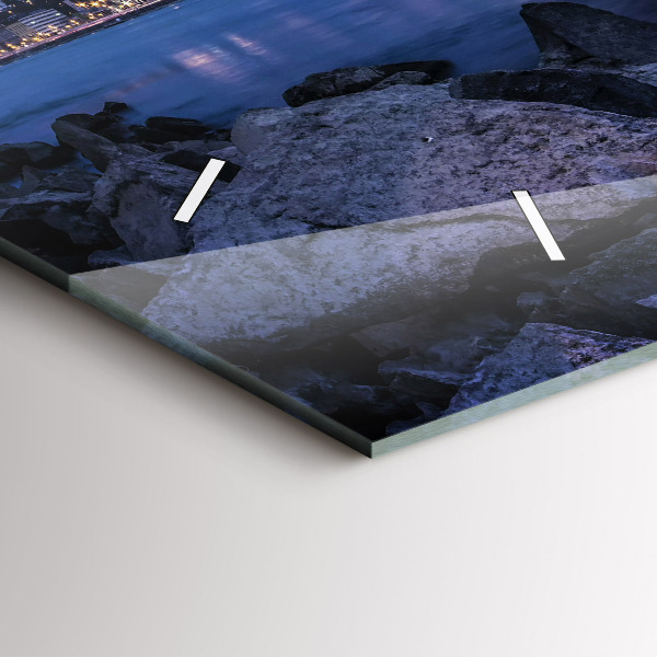 Ceas orizontale de perete din sticlă Mal stâncos sub pod