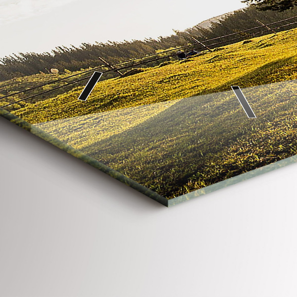 Ceas orizontale de perete din sticlă Un copac pe un deal