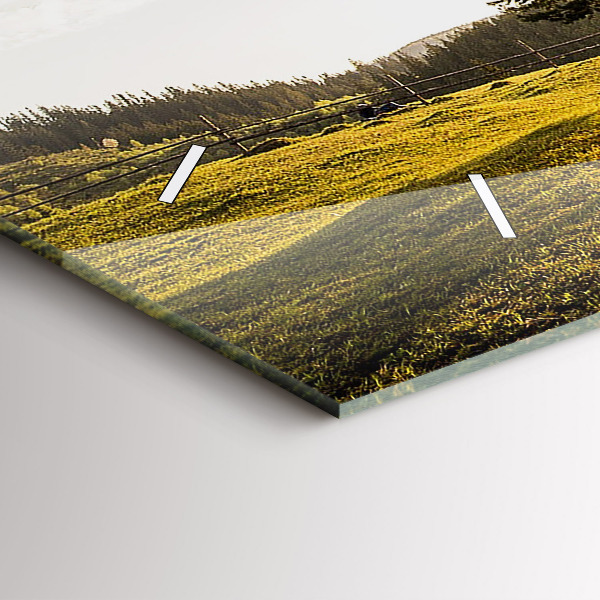 Ceas orizontale de perete din sticlă Un copac pe un deal