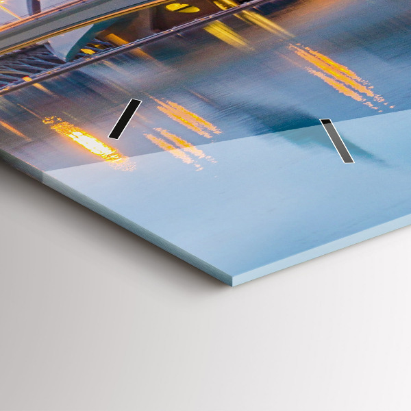 Ceas orizontale de perete din sticlă Orașul apus de soare