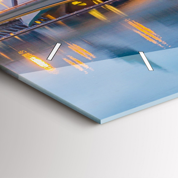 Ceas orizontale de perete din sticlă Orașul apus de soare