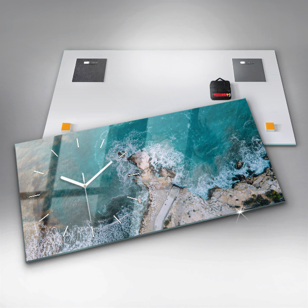 Ceas orizontale de perete din sticlă Fiordurile din Costa Blanca