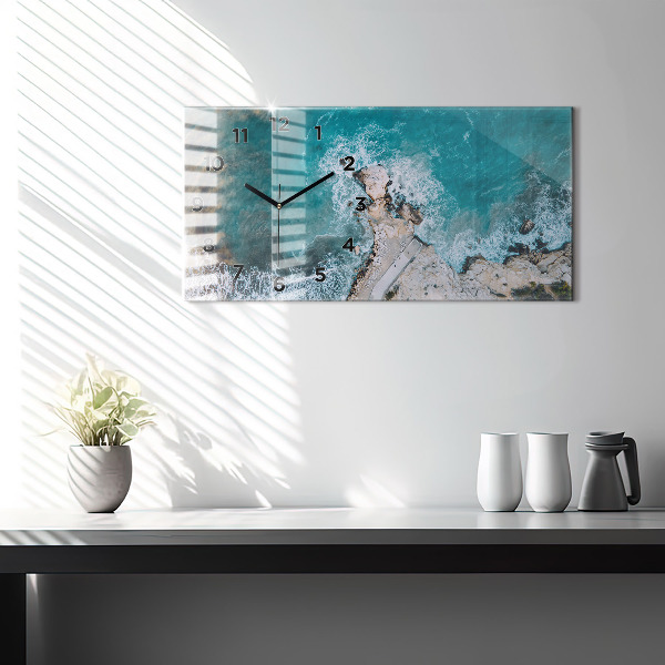 Ceas orizontale de perete din sticlă Fiordurile din Costa Blanca