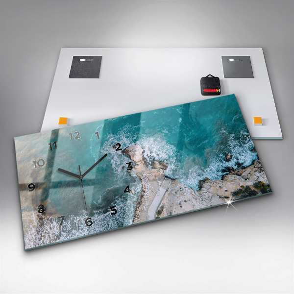 Ceas orizontale de perete din sticlă Fiordurile din Costa Blanca