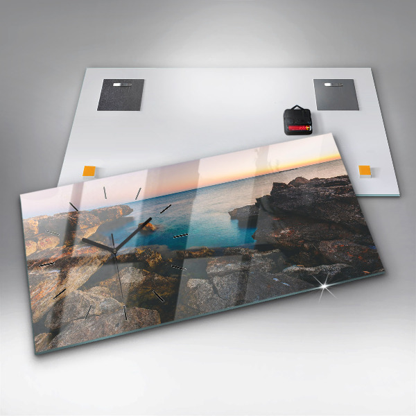 Ceas orizontale de perete din sticlă Peisaj maritim