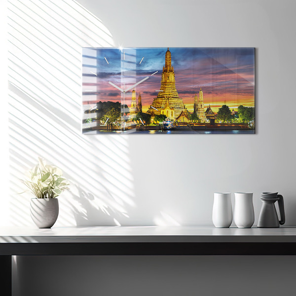 Ceas orizontale de perete din sticlă Templul din Bangkok