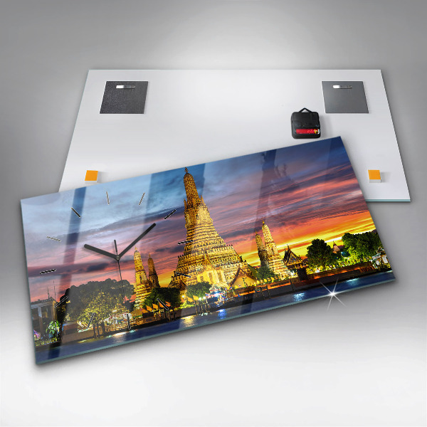Ceas orizontale de perete din sticlă Templul din Bangkok