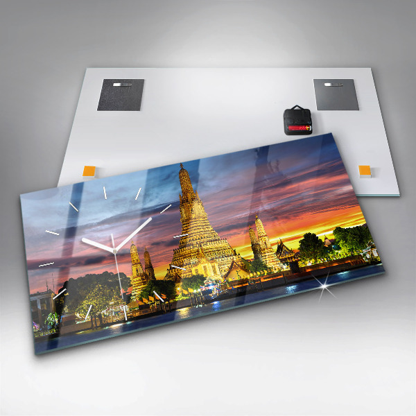Ceas orizontale de perete din sticlă Templul din Bangkok