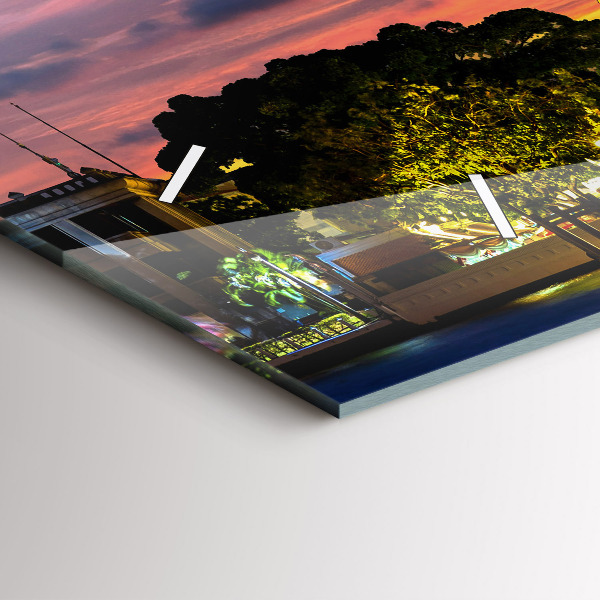 Ceas orizontale de perete din sticlă Templul din Bangkok