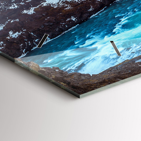 Ceas orizontale de perete din sticlă Cascada Gullfoss din Islanda