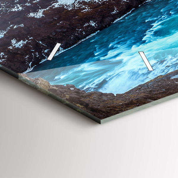 Ceas orizontale de perete din sticlă Cascada Gullfoss din Islanda