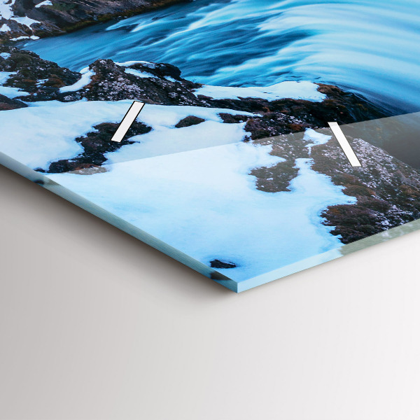 Ceas orizontale de perete din sticlă Cascada Godafoss Islanda