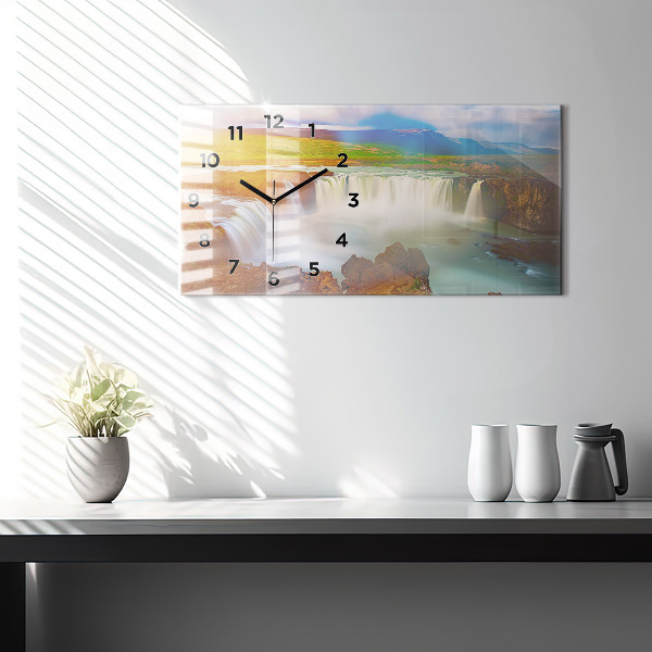 Ceas orizontale de perete din sticlă Godafoss în Islanda