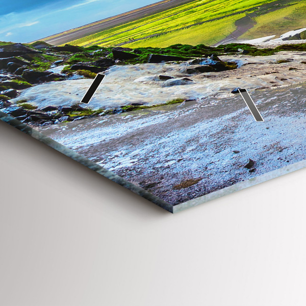 Ceas orizontale de perete din sticlă Cascada în Islanda