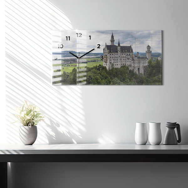 Ceas orizontale de perete din sticlă Castelul Neuschwanstein