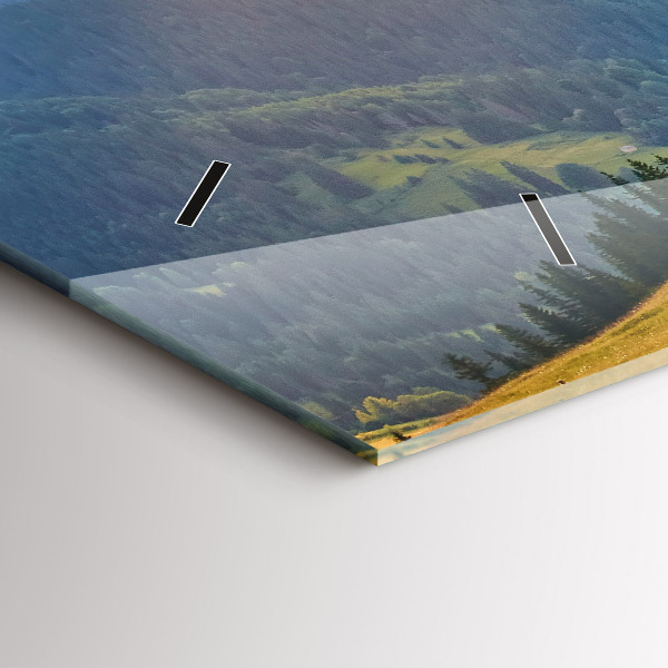 Ceas orizontale de perete din sticlă Peisaj cu păduri