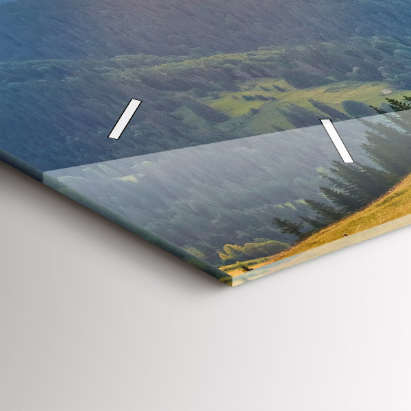 Ceas orizontale de perete din sticlă Peisaj cu păduri