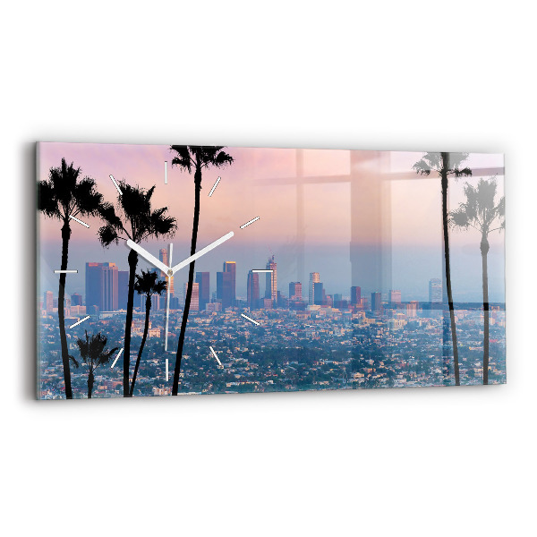 Ceas orizontale de perete din sticlă Apus de soare din Los Angeles