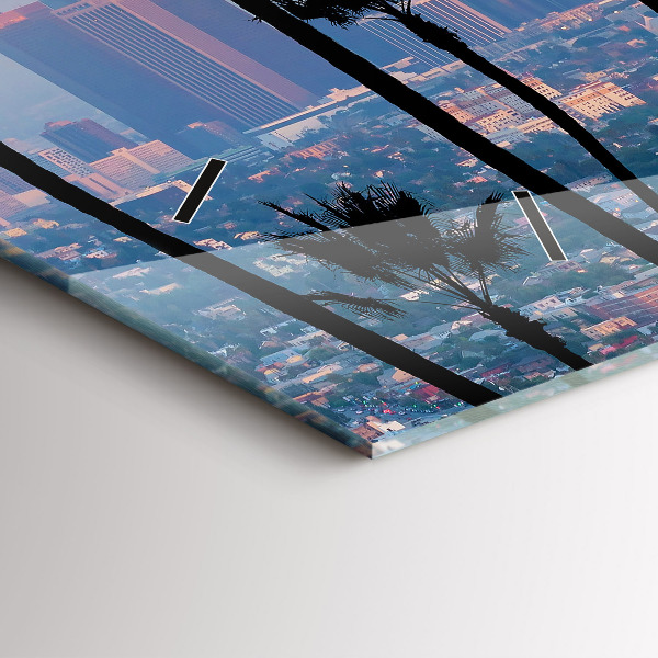 Ceas orizontale de perete din sticlă Apus de soare din Los Angeles