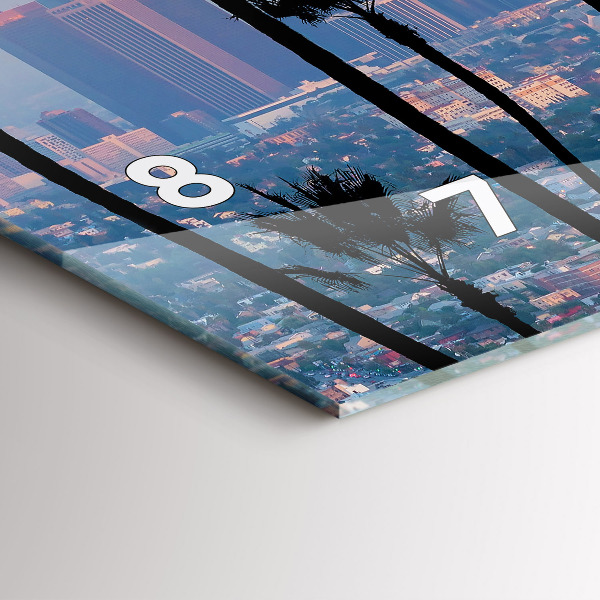 Ceas orizontale de perete din sticlă Apus de soare din Los Angeles