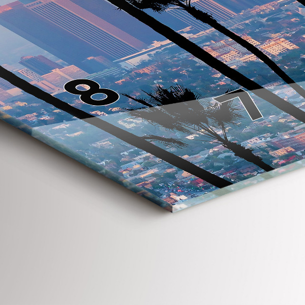 Ceas orizontale de perete din sticlă Apus de soare din Los Angeles