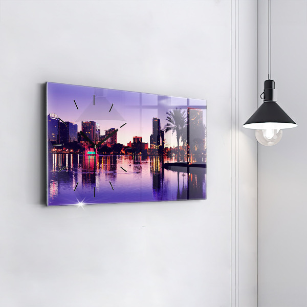 Ceas orizontale de perete din sticlă Orizontul orașului Orlando