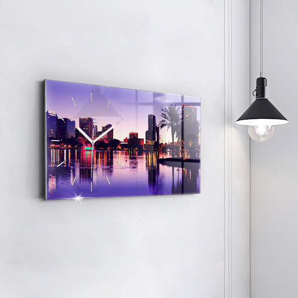 Ceas orizontale de perete din sticlă Orizontul orașului Orlando