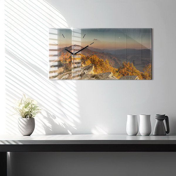 Ceas orizontale de perete din sticlă Munții Bieszczady