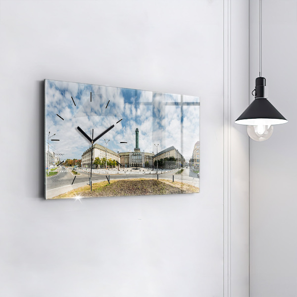 Ceas orizontale de perete din sticlă Panorama orasului Ostrava