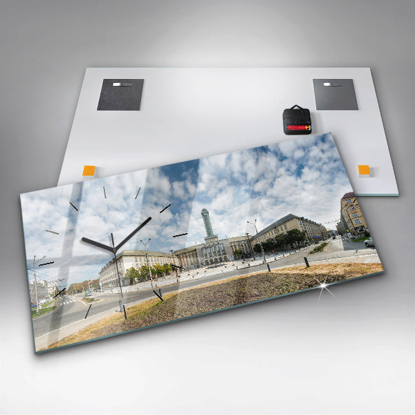 Ceas orizontale de perete din sticlă Panorama orasului Ostrava