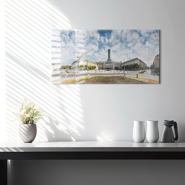 Ceas orizontale de perete din sticlă Panorama orasului Ostrava