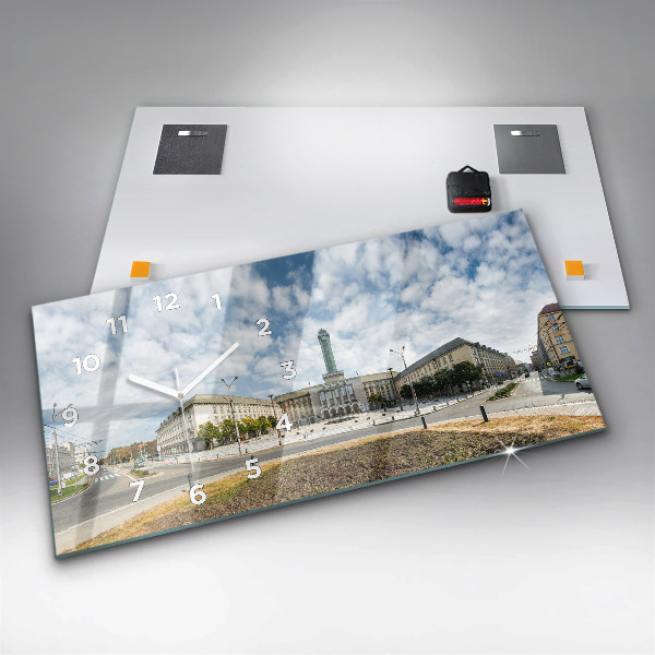 Ceas orizontale de perete din sticlă Panorama orasului Ostrava