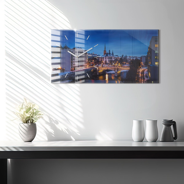 Ceas orizontale de perete din sticlă Panorama orasului Plzen