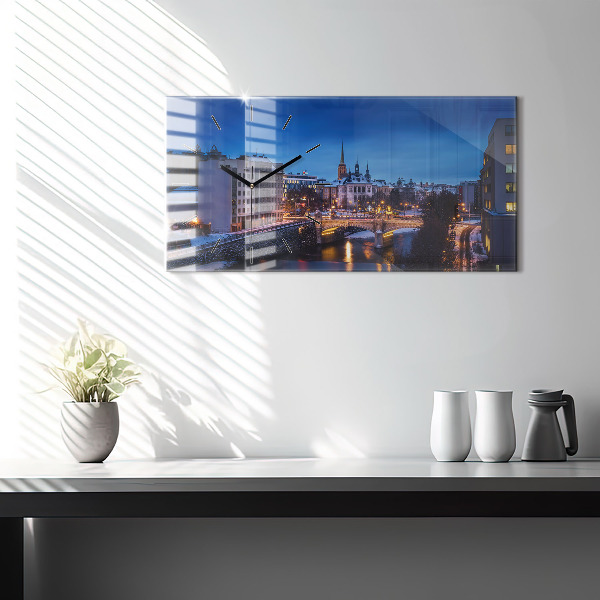 Ceas orizontale de perete din sticlă Panorama orasului Plzen