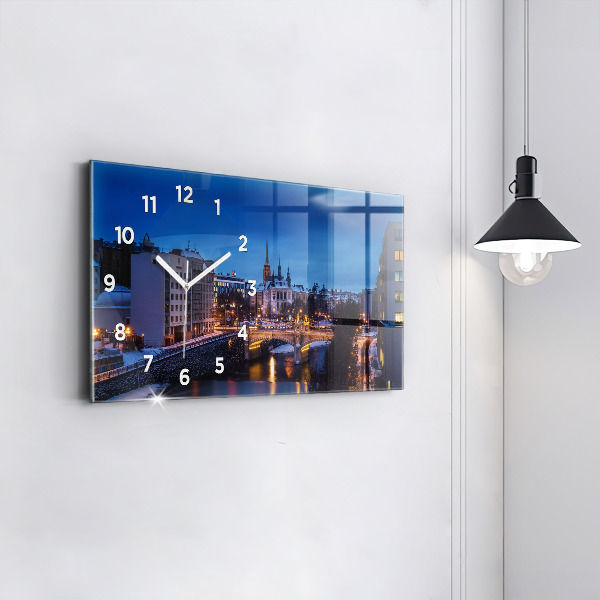 Ceas orizontale de perete din sticlă Panorama orasului Plzen