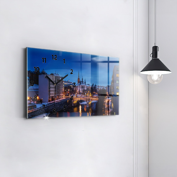 Ceas orizontale de perete din sticlă Panorama orasului Plzen