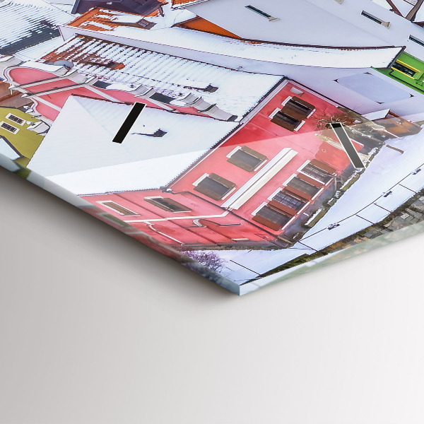 Ceas orizontale de perete din sticlă Panorama orasului iarna