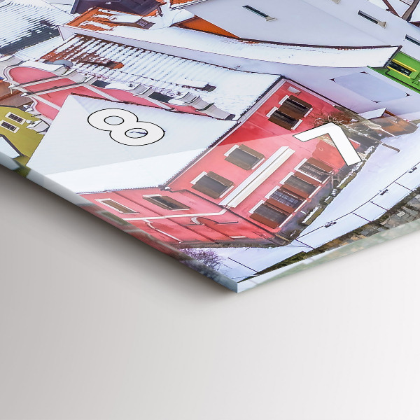 Ceas orizontale de perete din sticlă Panorama orasului iarna