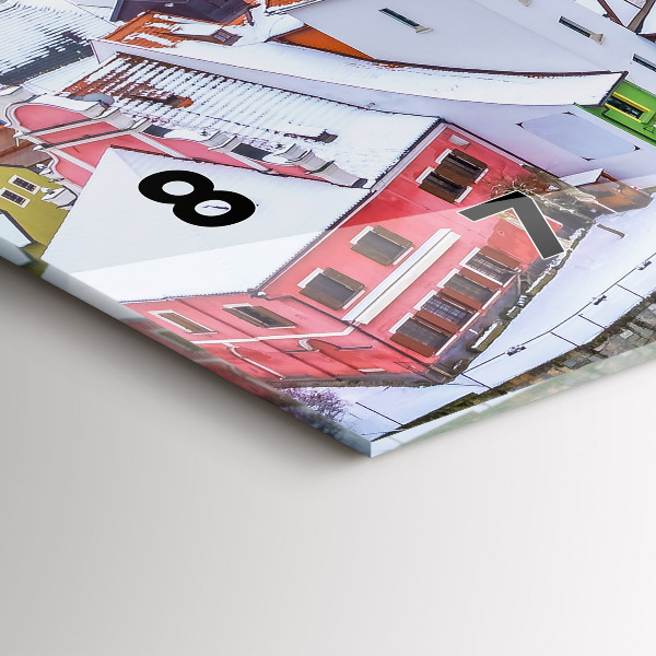 Ceas orizontale de perete din sticlă Panorama orasului iarna