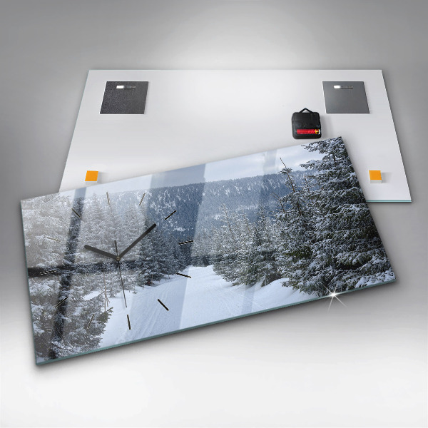 Ceas orizontale de perete din sticlă Munții Uriașii Cehi iarna