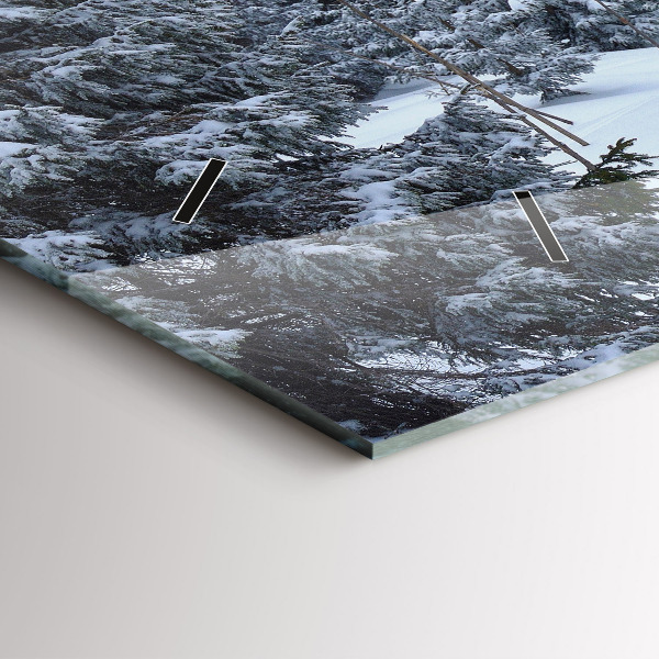 Ceas orizontale de perete din sticlă Munții Uriașii Cehi iarna