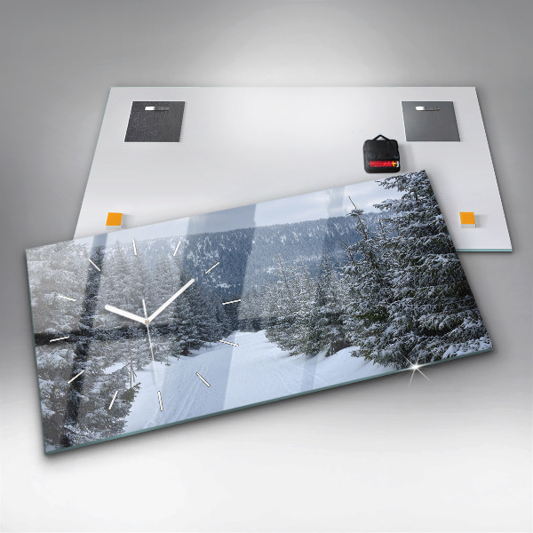 Ceas orizontale de perete din sticlă Munții Uriașii Cehi iarna