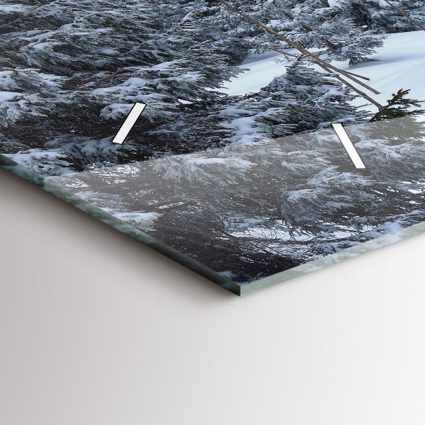 Ceas orizontale de perete din sticlă Munții Uriașii Cehi iarna